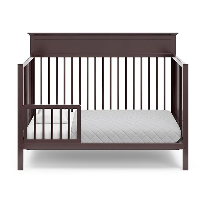 Storkcraft Carmel 5-in-1 Convertible Crib (Espresso) - GREENGUARD Gold Certified, Converts to Toddler Bed & Full-Size Bed, Fits Standard Full-Size Crib Mattress, 4 Adjustable Mattress Heights