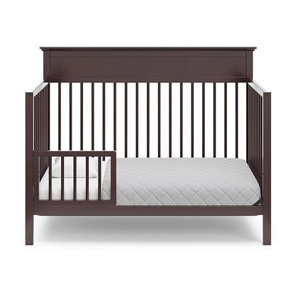 Storkcraft Carmel 5-in-1 Convertible Crib (Espresso) - GREENGUARD Gold Certified, Converts to Toddler Bed & Full-Size Bed, Fits Standard Full-Size Crib Mattress, 4 Adjustable Mattress Heights