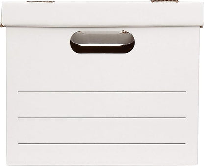 Amazon Basics Storage and Filing Boxes With Lid and Handles, Legal/Letter Size, Basic Duty, Pack of 20, White, 16.2" L x 12.5" W x 10.5" H