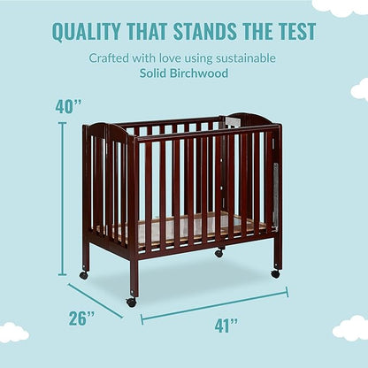 3-in-1 Portable Folding Crib Bundle with Sunset Extra Firm Fiber Mini Crib Mattress, 41x26x40 Inch and 38x24x3 Inch