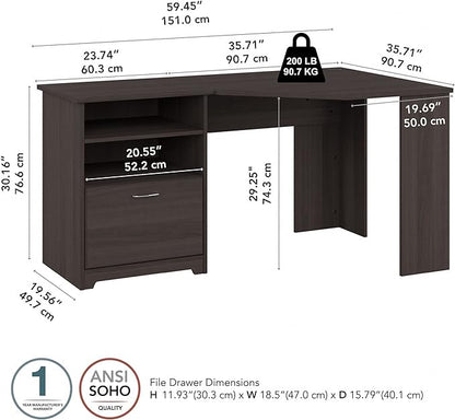 Bush Furniture Cabot Corner Desk, Heather Gray (WC31715K)
