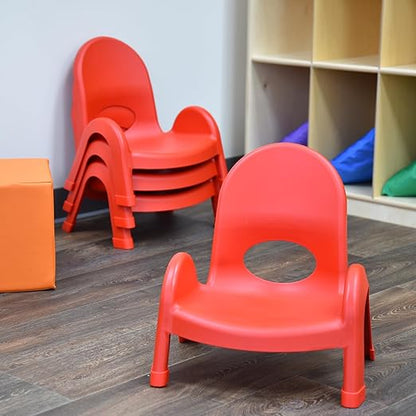 Children's Factory Angeles Value Stack Kids Chair, Preschool/Homeschool/Daycare Furniture, Flexible Seating Classroom Furniture for Toddlers, Red, 5" (AB7705PR)