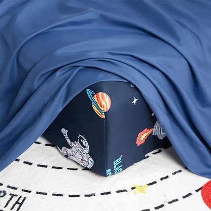 beeweed 5 Piece Kid Comforter Set Twin Size, Space Rocket & Astronaut Bedding Set for Teen Boys Girls
