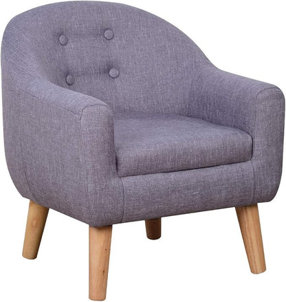 Single Linen Fabric Kids Armchair, Toddler Sofa and Couch with Wooden Legs, Children Chair Seat for Children Gift (Gray)