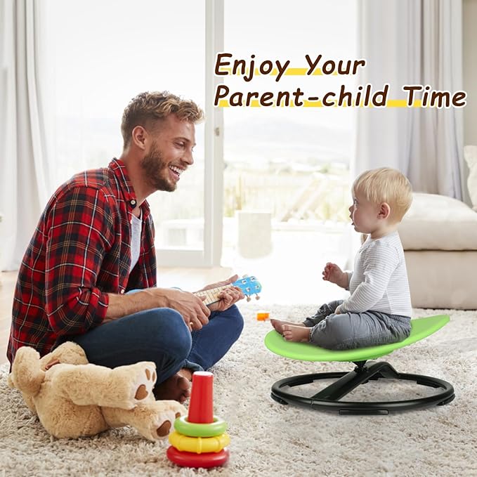 Kids Swivel Chair, Spinning Chair for Kids, Sit and Spin Chair for Kids,Balance Physical Therapy Equipment, Training Body Coordination，Sensory Spinning Seat for Kids (Green)