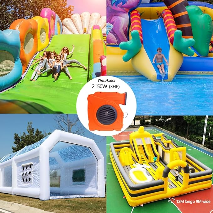 3HP Inflatable Bounce House Blower,2150W Commercial Air Blower for Large Water Slides,Inflatable Paint Booth,Castle and Jump Slides