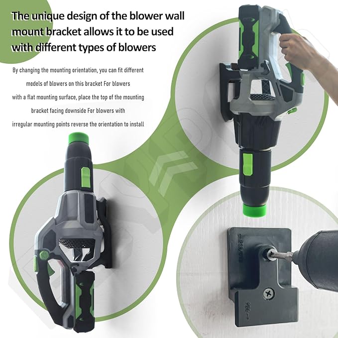Blower Mounting Bracket for EGO 530, 615, 650, LB5300 Leaf Blower, with Blower Battery Bracket - Black