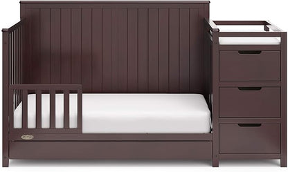 Graco Hadley 5-in-1 Convertible Crib and Changer with Drawer (Espresso) – GREENGUARD Gold Certified, Crib and Changing Table Combo with Drawer, Includes Baby Changing Pad, Converts to Full-Size Bed