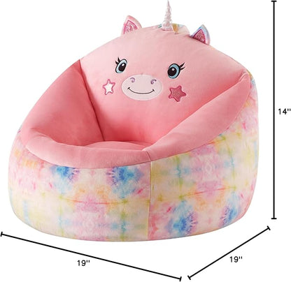 Heritage Kids Micromink Squishy Bean Bag Chair for Kids Ages 3+, Figural Unicorn