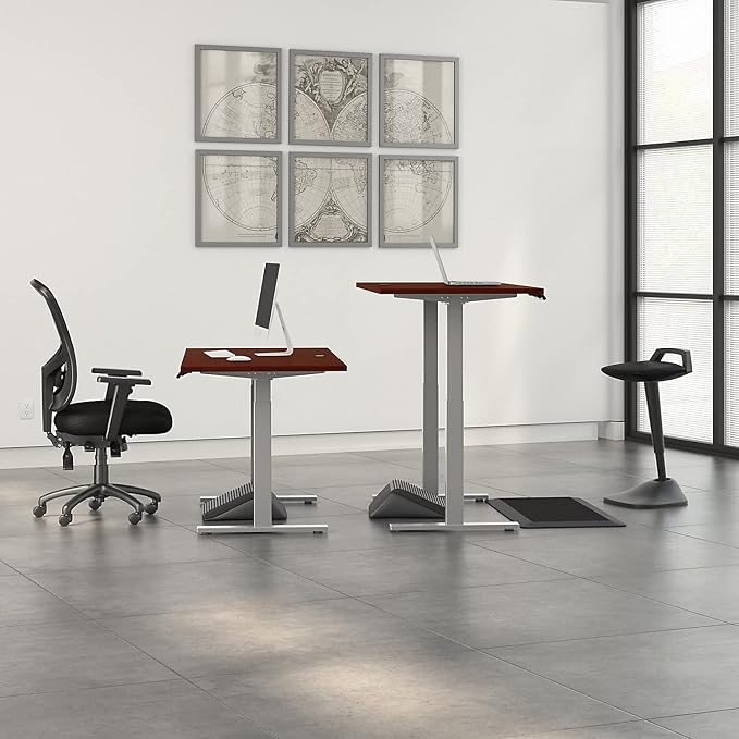 Bush Business Furniture Move 60 Series Electric Ergonomic Sit-Stand Computer Table for Home and Professional Office, 60W x 30D, Hansen Cherry