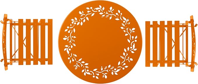 Alpine Corporation Indoor/Outdoor 3-Piece Bistro Set Folding Table and Chairs Patio Seating, Each, Orange