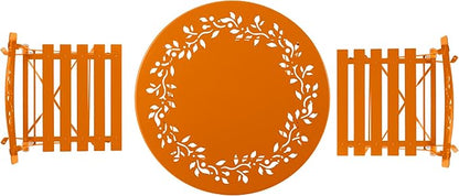 Alpine Corporation Indoor/Outdoor 3-Piece Bistro Set Folding Table and Chairs Patio Seating, Each, Orange
