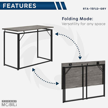 Techni Mobili Space Saving Folding Desk, Grey