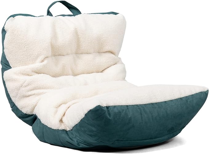Big Joe Roma Kid's Bean Bag Chair, Oat Sherpa and Sage, Vegan Suede, 2 feet