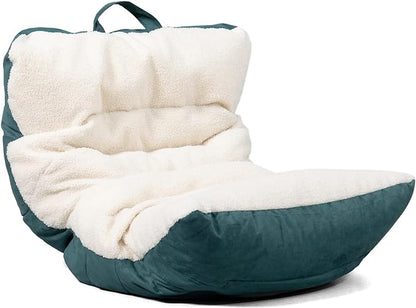 Big Joe Roma Kid's Bean Bag Chair, Oat Sherpa and Sage, Vegan Suede, 2 feet