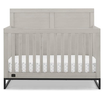 Simmons Kids Foundry 6-in-1 Convertible Baby Crib, Rustic Mist with Matte Black