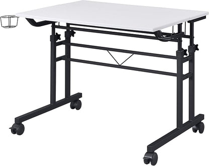 NicBex Laik-DW-00049-DX Desks, 35.25" W x 25" D x 28" H, White+Black