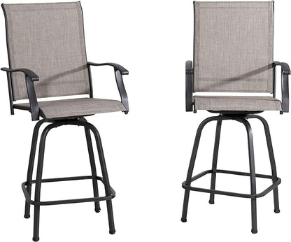 Shintenchi 2 Piece Patio Swivel Bar Stools, Outdoor Height Bar Patio Stools& Bar Chairs Set of 2 with High Back, All-Weather Textile Outdoor High Top Bistro Chairs for Yard,Balcony,Deck