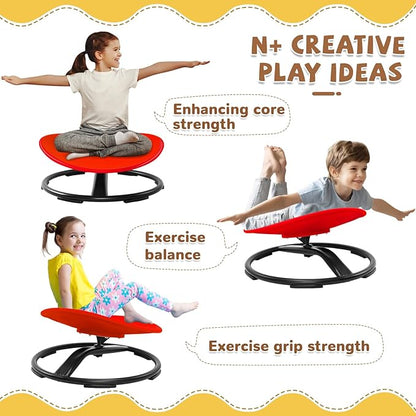 Zhenx Spinning Chair for Kids, Autism Kids Swivel Chair, Kids Sensory Chair, Spinning Chair for Autistic Kids & ADHD Children, Sit and Spin Training Body Coordination(Red)