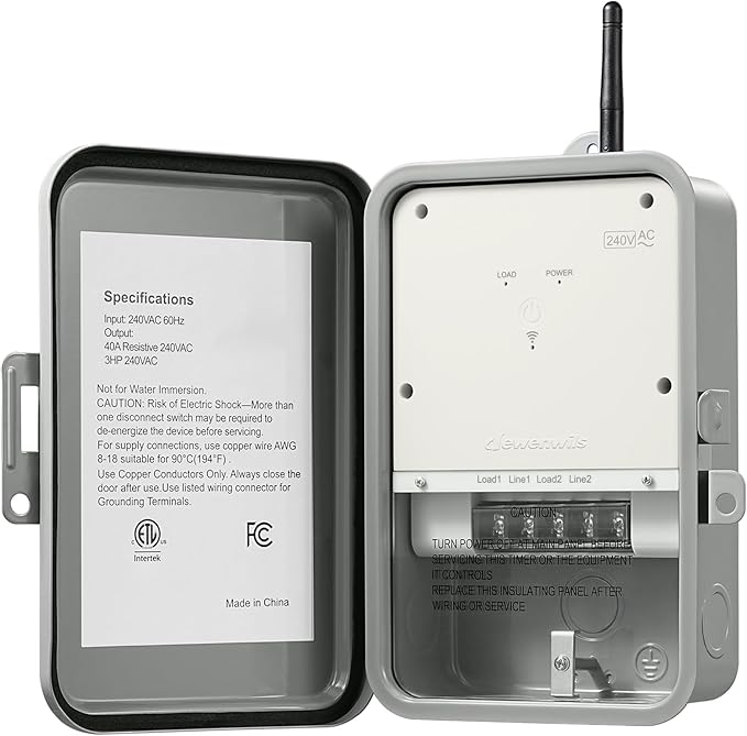 DEWENWILS Pool Pump Timer, Outdoor Smart WiFi Box, Heavy Duty 40A 240VAC 3HP Wireless Controller Timer for Pool, Water Heater, Compatible with Smart Phone, Alexa, Google Assistant, ETL Listed