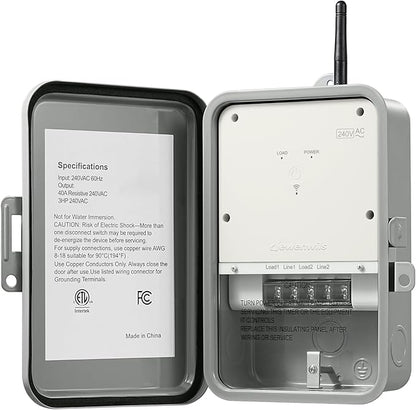 DEWENWILS Pool Pump Timer, Outdoor Smart WiFi Box, Heavy Duty 40A 240VAC 3HP Wireless Controller Timer for Pool, Water Heater, Compatible with Smart Phone, Alexa, Google Assistant, ETL Listed
