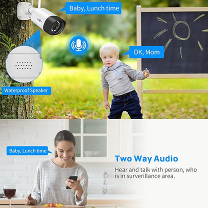 【Wireless Pro,Plug & Play】 Hiseeu 2.5K 5MP WiFi Security Camera System Outdoor,Expandable 16CH 8MP NVR, 1TB HDD,Spotlight,2 Way Audio, IP66 Waterproof, Motion Alert, DC Power Plug-in, 24/7 Recording
