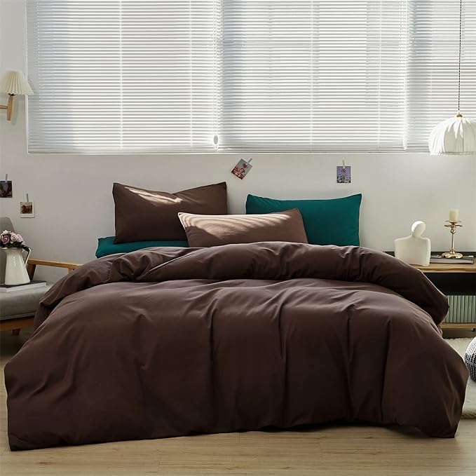 Chestnut Brown Comforter Set Full Coffee Color Bedding Set 3 Pieces Solid Brown Color All Season Blanket Set Women Coffee Color Lightweight Comforter Set Full