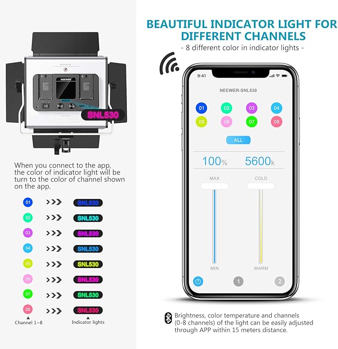Neewer 2-Pack 530 LED Video Lighting Kit with APP Control, Dimmable Bi-Color 3200K~5600K Video Light with U Bracket, Barndoor, Stand and Bag for Photography/YouTube/Live Streaming/Zoom Meeting
