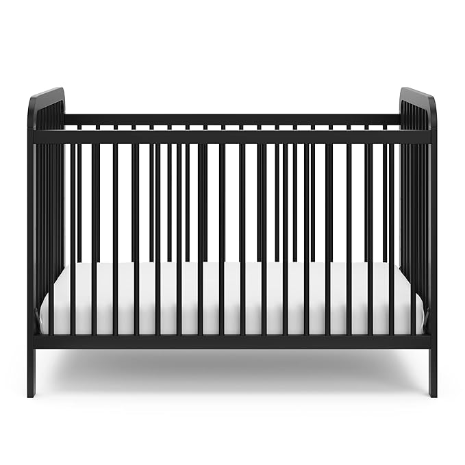 Storkcraft Pasadena 3-in-1 Convertible Crib (Black) – GREENGUARD Gold Certified, Converts to Daybed and Toddler Bed, Fits Standard Full-Size Crib Mattress, Adjustable Mattress Height