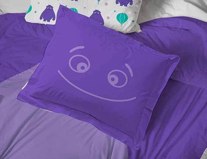 IF Imaginary Friends Twin Comforter Set - Purple 5 Piece Bed Set includes Sheet Set & Pillow Covers - Super Soft Kids Bedding Features Blue