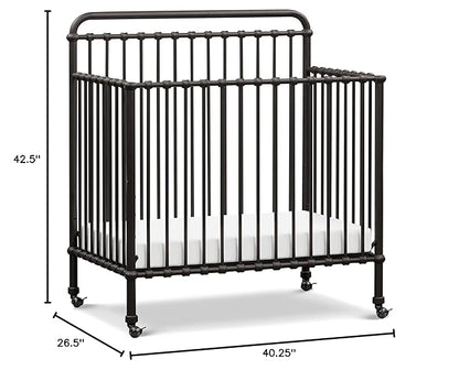 NAMESAKE Winston 4-in-1 Convertible Mini Metal Crib in Vintage Iron, Greenguard Gold Certified