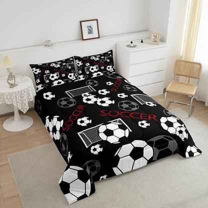 Feelyou Football Comforter Set King Size Rugby Sports Comforter for Kids Teens Adults Soccer Ball Game Bedding Set Gift for Football Lover Duvet Set Room Decor 3Pcs with 2 Pillow Case
