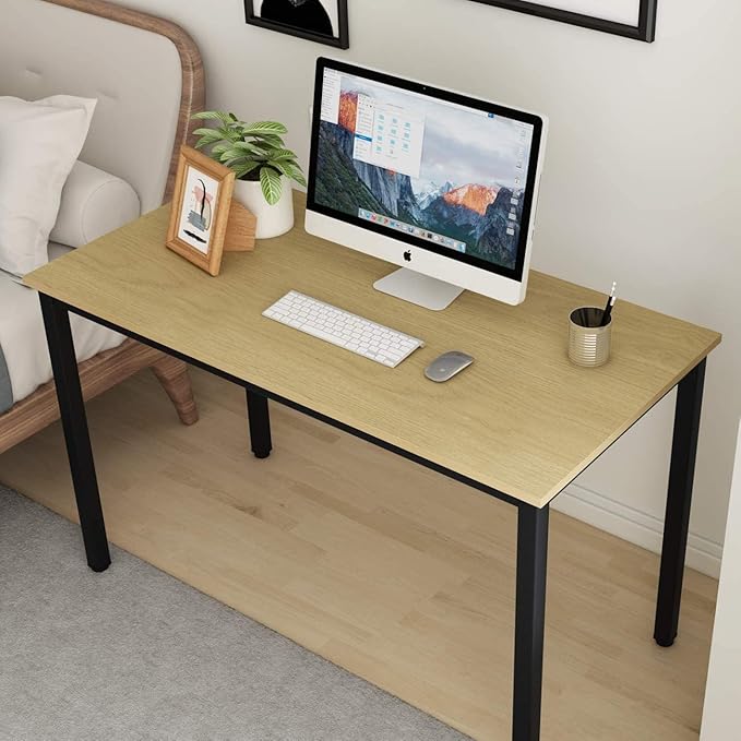 SogesGame Computer Desk, 47.2 inches Small Office Desk Computer Table Study Writing Desk Workstation for Home Office, Teak Dining Table