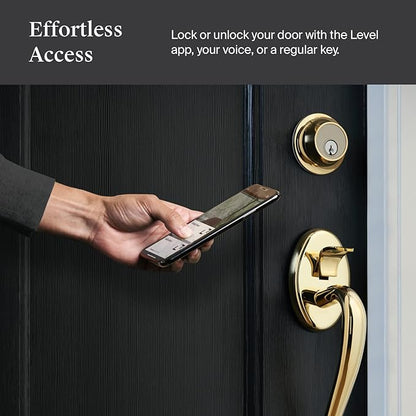 Level Lock Smart Lock - World's Smallest Smart Lock - Level App for iOS & Android - Works with Apple Home (Polished Brass)