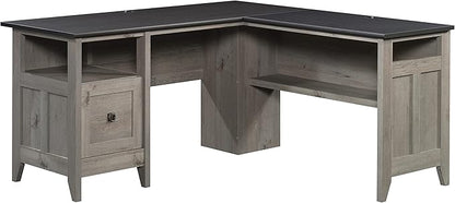 Sauder August Hill L-Shaped Home Office Desk, L: 59.06" x W: 58.74" x H: 29.25", Mystic Oak finish