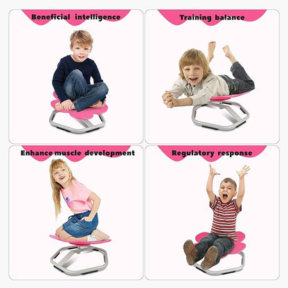 Sensory Toys Kids Swivel Chair, Autism Kids Swivel Chair, Petal Sit and Spin Seat Balance Chair Indoor for Child Age 3+, Regulating Toddler’s Body Balance, Metal Base Non-Slip Rose Red