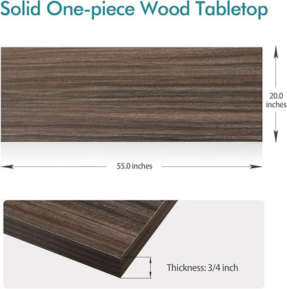 Kaboon Universal Tabletop 55"x20", Solid One-Piece Melamine Table Top, Double Desk L-Desk DIY, Home and Office,Eucalyptus/Dark Walnut