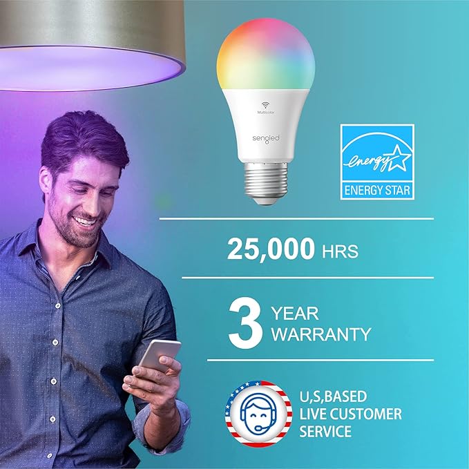 Sengled Smart Light Bulb, Color Changing Light Bulb, WiFi Light Bulbs No Hub Required, Smart Bulbs that Work with Alexa & Google Home, Smart LED A19 RGB Light Bulbs, 1 Pack