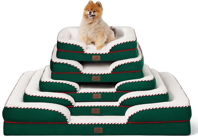 Bedsure Orthopedic Dog Bed for Large Dogs - Big Washable Dog Sofa Beds Large, Supportive Foam Pet Couch Bed with Removable Washable Cover, Waterproof Lining and Nonskid Bottom, Green