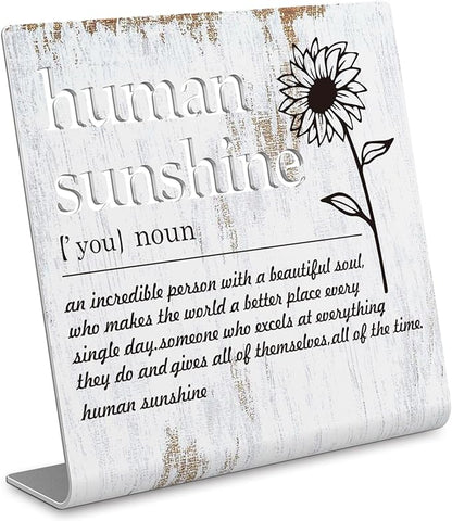Human Sunshine Definition Desk Signs Funny Appreciation Gifts for Women Thank You Gift for Friends Teacher Coworker Doctor Nurse Gift for Mom Aunt Sister Sunshine Party Decorations XLK11