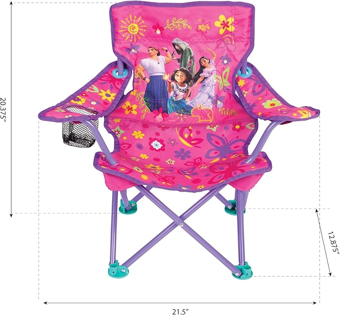 Disney's Encanto Kids Chair Foldable for Camping, Sports or Patio with Carry Bag, Toddlers 24M+