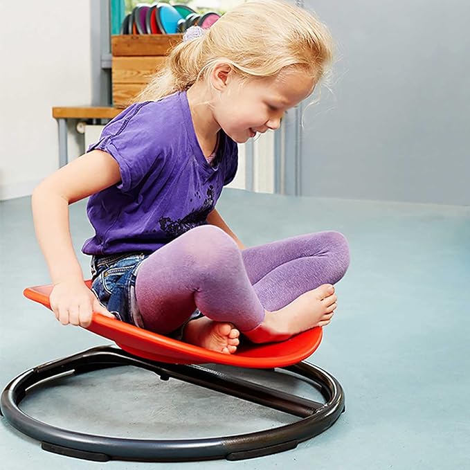 Autism Kids Swivel Chair,Spin Sensory Chair,Kids Spinning Chair,Sit Spin Training Body Coordination,Metal Base Non-Slip Small Desk Chair (Red) …