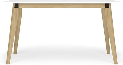 HON Basyx BSX55WPLTWH Modern Home Office Wood Computer Desk, 55", White