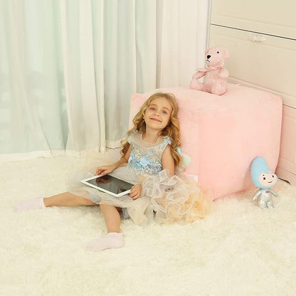 Kids Bean Bag Chairs Pink, Poodle Toy Organizers and Storage for Girls Bedroom, Velvet Fabric Super Soft Extra Large Cover Only