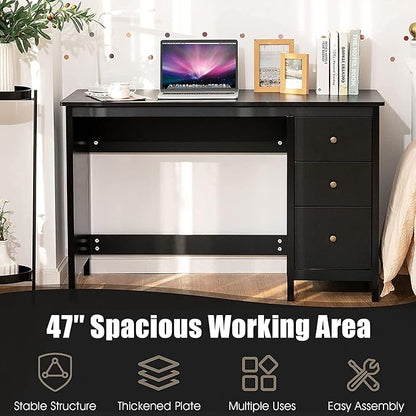 3-Drawer Computer Desk, Black