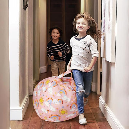 Bean Bag Chair for Kids Stuffed Animal Storage Beanbag Chairs,Toddler Toy Storage Organizer for Girls and Boys,Large 32'' Cover Only（No Filling