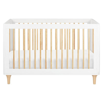 Babyletto Lolly 3-in-1 Convertible Crib with Toddler Bed Conversion Kit in White and Natural, Greenguard Gold Certified