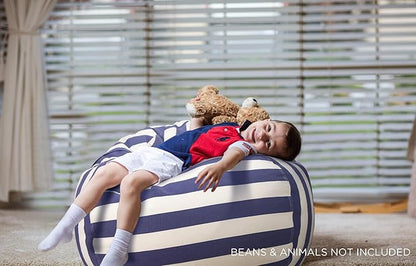 Aubliss Stuffed Animal Bean Bag Storage Chair (Royal Blue/White Striped, X-Large (48''))