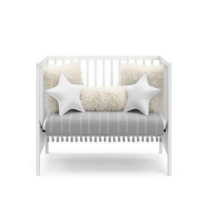 Graco Teddi 4-in-1 Convertible Mini Crib with Bonus Water-Resistant Mattress (White) – GREENGUARD Gold Certified, 2.75-Inch Mattress Included, Convenient Size, Easy 30-Minute Assembly