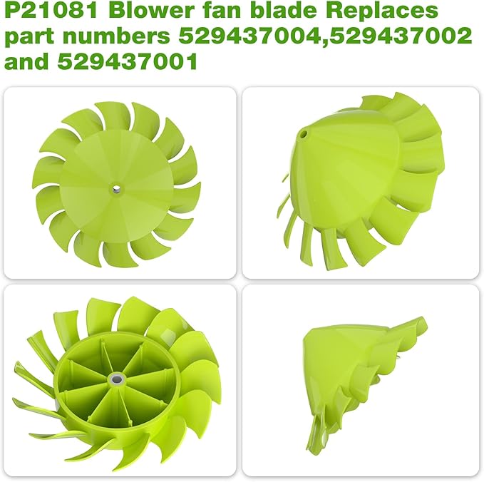 529437003/529437004/529437001 Blower Fan Blade for Ryobi 18 Volt/Homelite Blower Fan P2108 P21081 P21081VN P21081VNM (W/Insert Nut